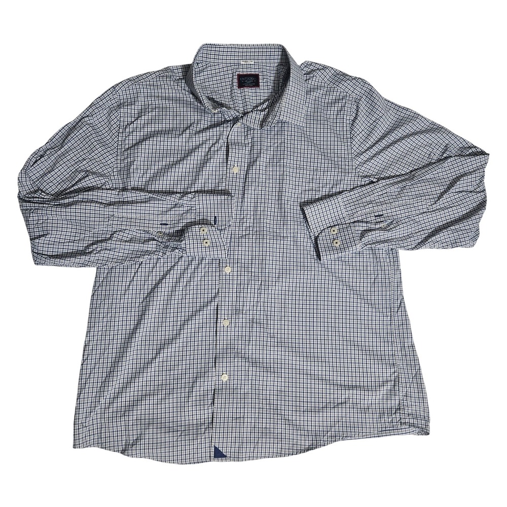 UNTUCKit Slim Fit Blue White Check Performance Shirt Mens XXL 2XL Long Sleeve